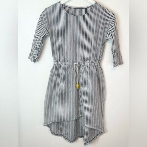 Tea Collection Black White Stripes High Low Cotton Dress size 7